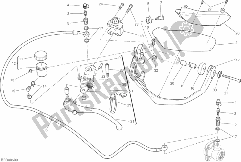 All parts for the Clutch Master Cylinder of the Ducati Multistrada 1200 S Pikes Peak USA 2017